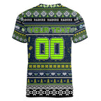 Personalized Raiders Rugby Xmas Women V-Neck T-Shirt Australia NRL Mascot