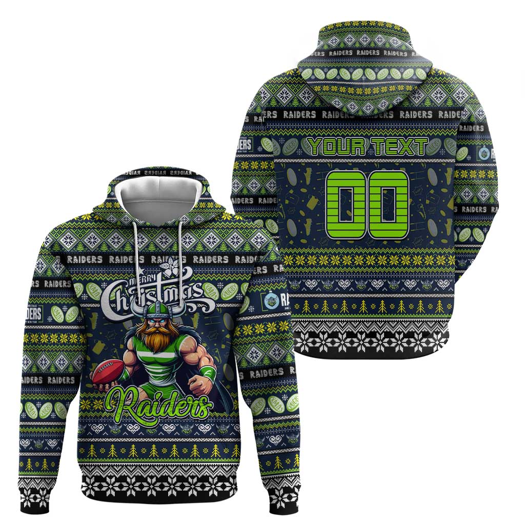 Personalized Raiders Rugby Xmas Zip Hoodie Australia NRL Mascot