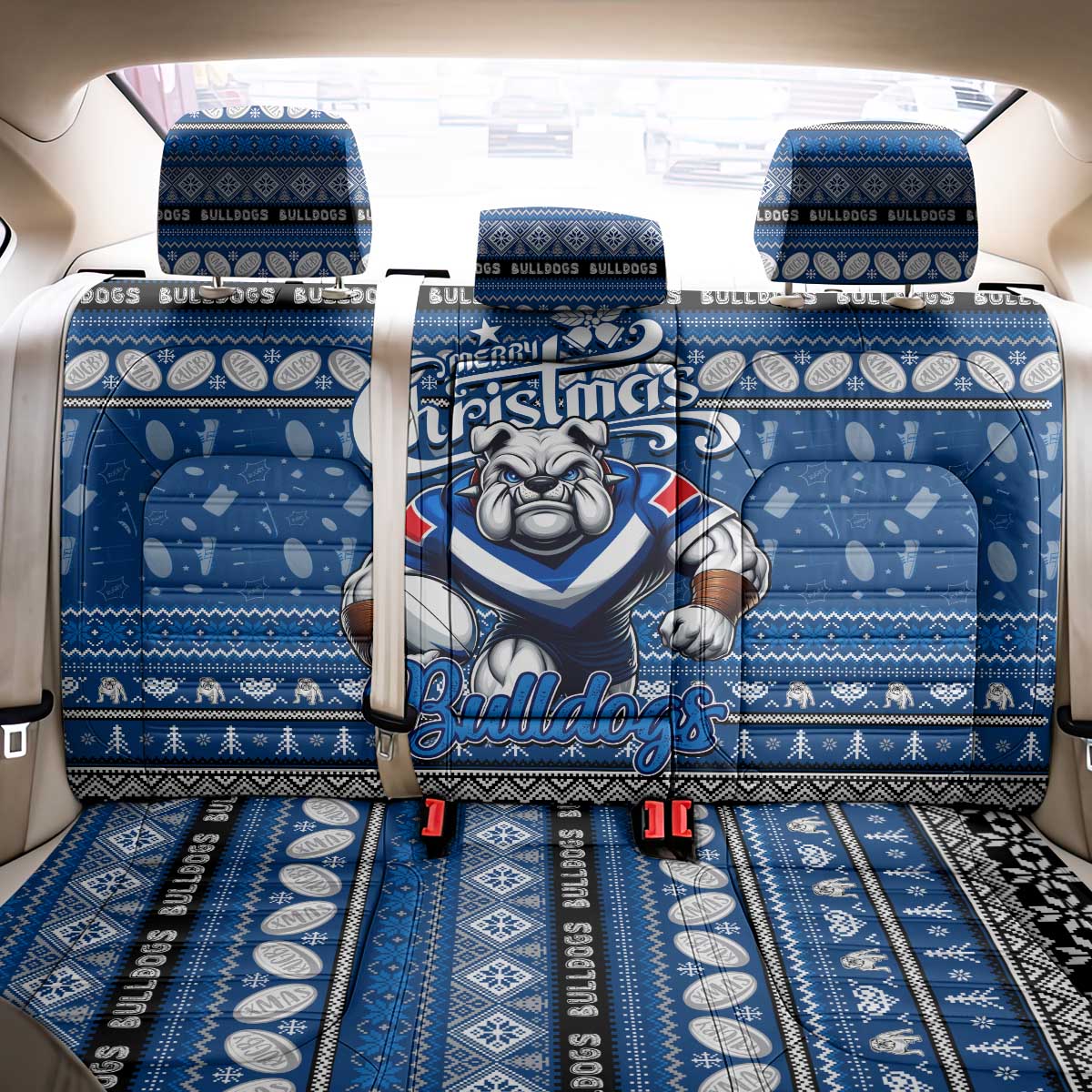 Bulldogs Rugby Xmas Back Car Seat Cover Australia NRL Mascot