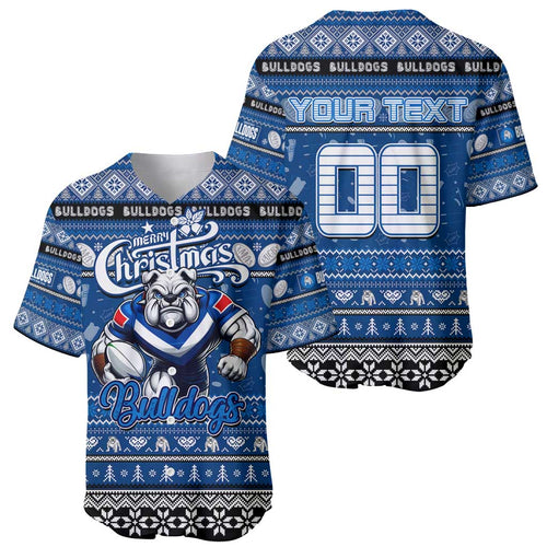 Personalized Bulldogs Rugby Xmas Baseball Jersey Australia NRL Mascot