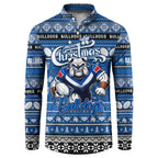 Personalized Bulldogs Rugby Xmas Button Sweatshirt Australia NRL Mascot