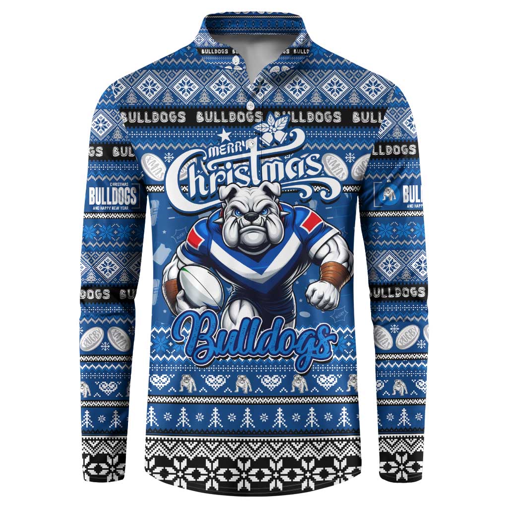 Personalized Bulldogs Rugby Xmas Button Sweatshirt Australia NRL Mascot