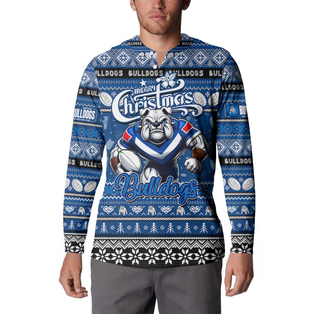 Personalized Bulldogs Rugby Xmas Button Sweatshirt Australia NRL Mascot