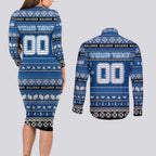 Personalized Bulldogs Rugby Xmas Couples Matching Long Sleeve Bodycon Dress and Long Sleeve Button Shirt Australia NRL Mascot