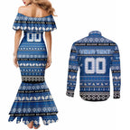 Personalized Bulldogs Rugby Xmas Couples Matching Mermaid Dress and Long Sleeve Button Shirt Australia NRL Mascot