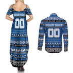 Personalized Bulldogs Rugby Xmas Couples Matching Summer Maxi Dress and Long Sleeve Button Shirt Australia NRL Mascot