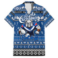 Personalized Bulldogs Rugby Xmas Family Matching Long Sleeve Bodycon Dress and Hawaiian Shirt Australia NRL Mascot