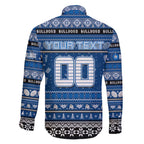 Personalized Bulldogs Rugby Xmas Family Matching Long Sleeve Bodycon Dress and Hawaiian Shirt Australia NRL Mascot