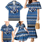 Personalized Bulldogs Rugby Xmas Family Matching Mermaid Dress and Hawaiian Shirt Australia NRL Mascot