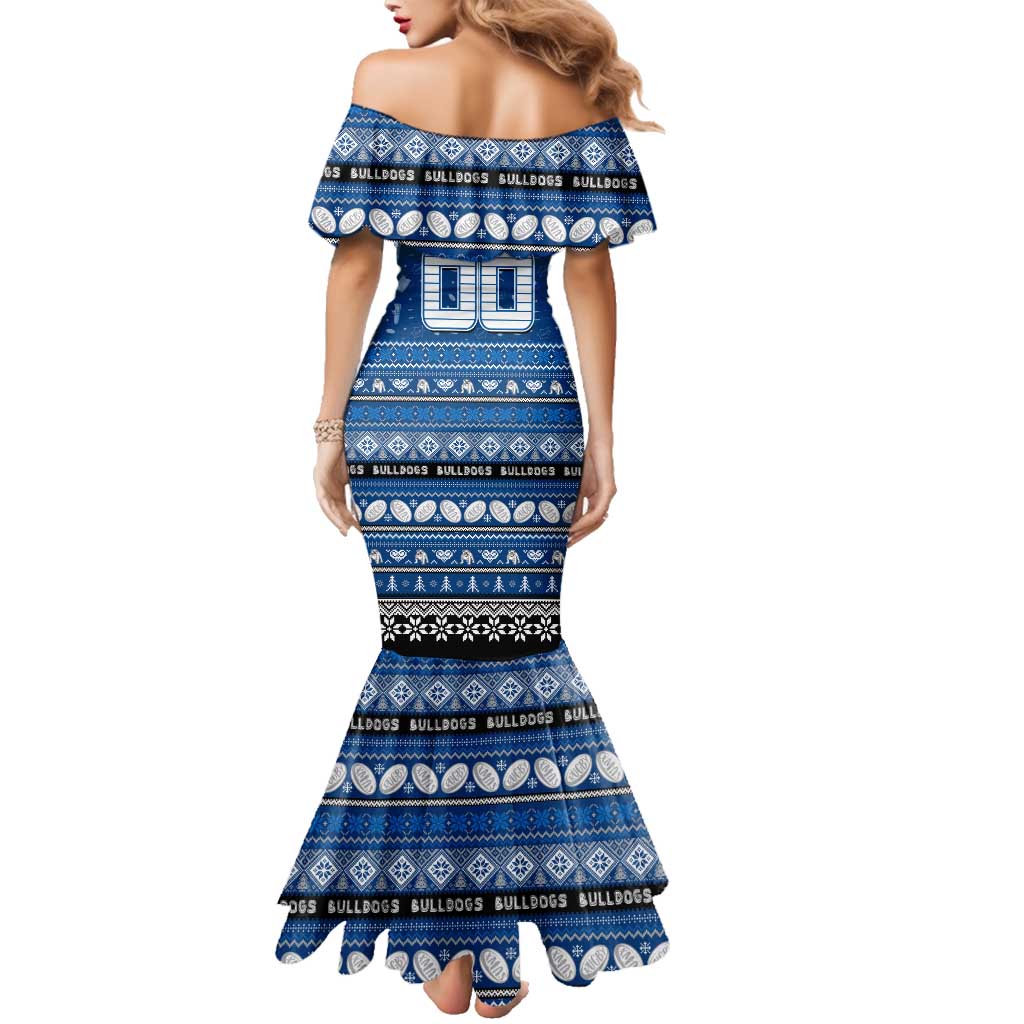 Personalized Bulldogs Rugby Xmas Family Matching Mermaid Dress and Hawaiian Shirt Australia NRL Mascot