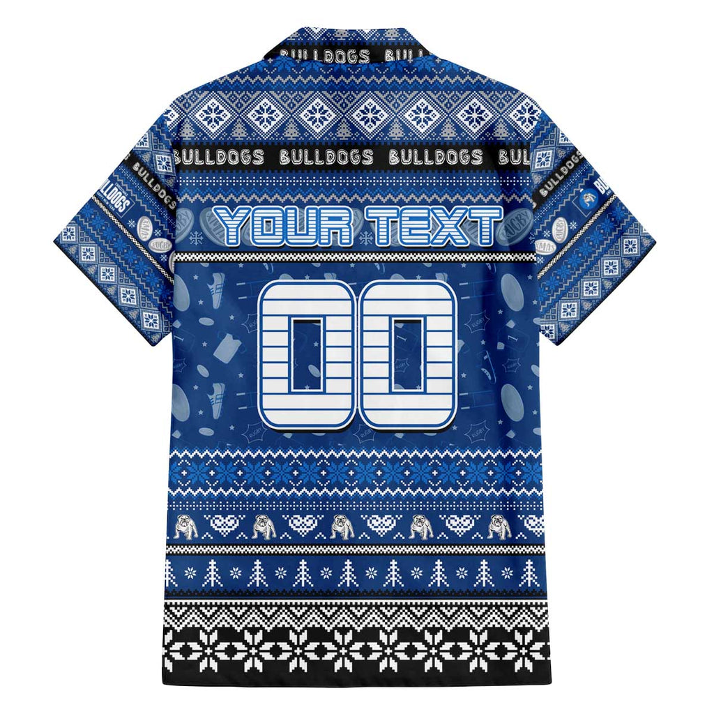 Personalized Bulldogs Rugby Xmas Family Matching Off The Shoulder Long Sleeve Dress and Hawaiian Shirt Australia NRL Mascot