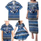 Personalized Bulldogs Rugby Xmas Family Matching Puletasi and Hawaiian Shirt Australia NRL Mascot