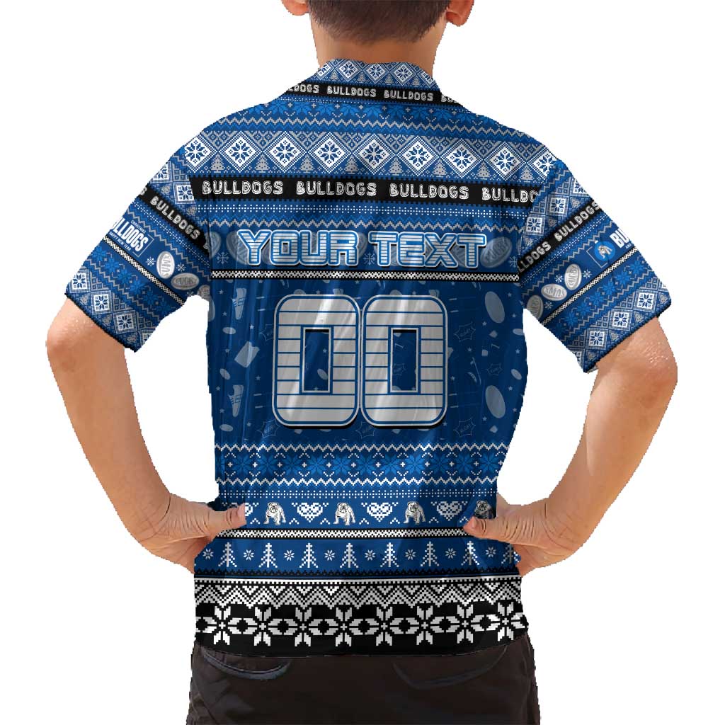 Personalized Bulldogs Rugby Xmas Family Matching Puletasi and Hawaiian Shirt Australia NRL Mascot