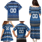 Personalized Bulldogs Rugby Xmas Family Matching Puletasi and Hawaiian Shirt Australia NRL Mascot