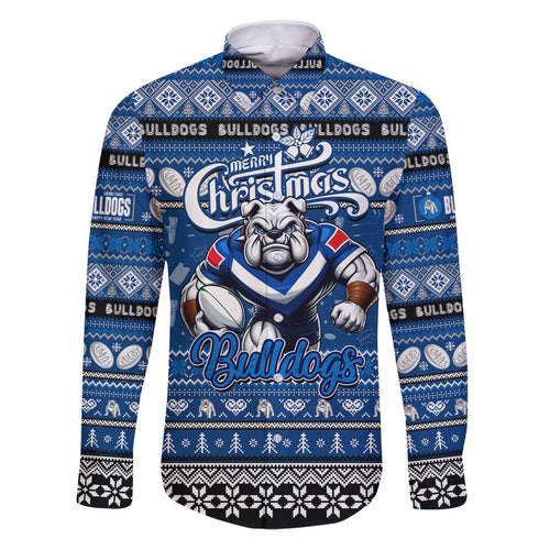 Personalized Bulldogs Rugby Xmas Family Matching Puletasi and Hawaiian Shirt Australia NRL Mascot