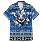 Personalized Bulldogs Rugby Xmas Family Matching Short Sleeve Bodycon Dress and Hawaiian Shirt Australia NRL Mascot
