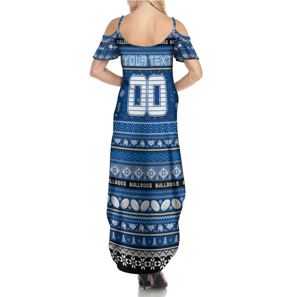 Personalized Bulldogs Rugby Xmas Family Matching Summer Maxi Dress and Hawaiian Shirt Australia NRL Mascot