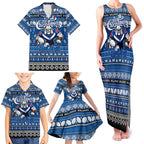 Personalized Bulldogs Rugby Xmas Family Matching Tank Maxi Dress and Hawaiian Shirt Australia NRL Mascot