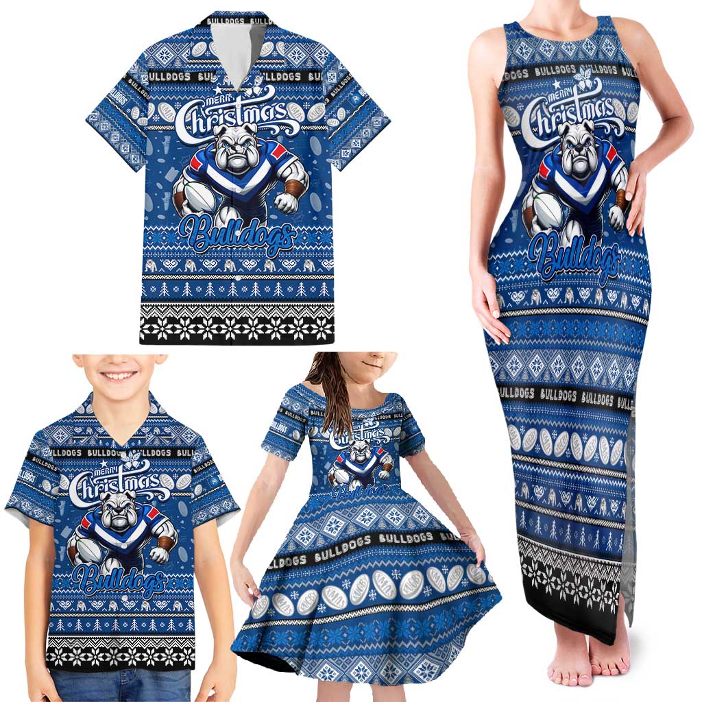 Personalized Bulldogs Rugby Xmas Family Matching Tank Maxi Dress and Hawaiian Shirt Australia NRL Mascot