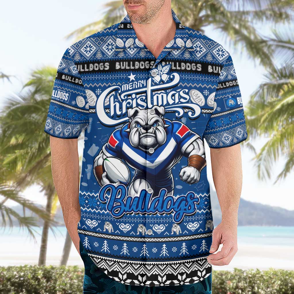 Personalized Bulldogs Rugby Xmas Hawaiian Shirt Australia NRL Mascot