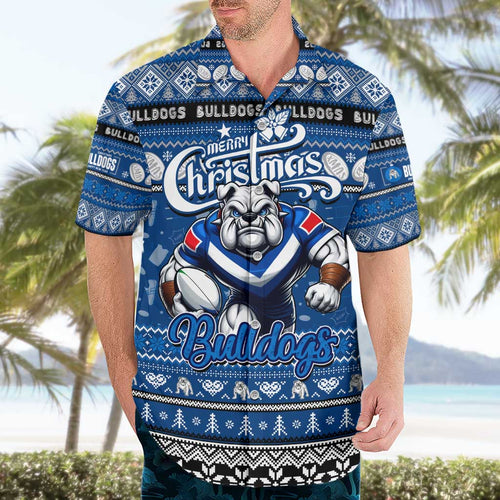 Personalized Bulldogs Rugby Xmas Hawaiian Shirt Australia NRL Mascot
