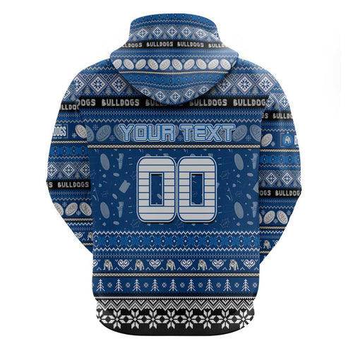 Personalized Bulldogs Rugby Xmas Hoodie Australia NRL Mascot