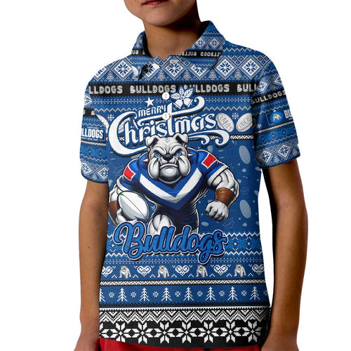 Personalized Bulldogs Rugby Xmas Kid Polo Shirt Australia NRL Mascot