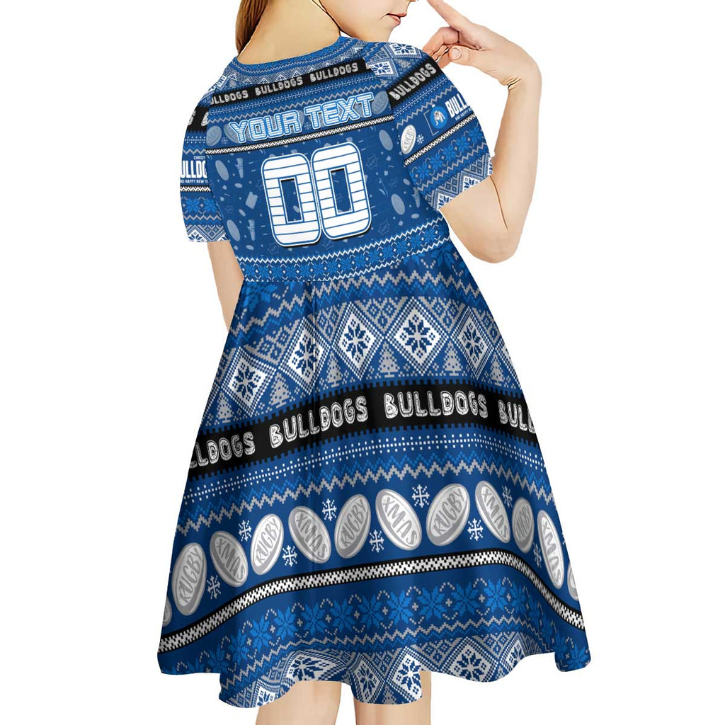 Personalized Bulldogs Rugby Xmas Kid Short Sleeve Dress Australia NRL Mascot