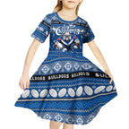 Personalized Bulldogs Rugby Xmas Kid Short Sleeve Dress Australia NRL Mascot