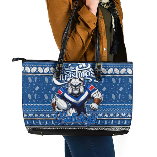 Bulldogs Rugby Xmas Leather Tote Bag Australia NRL Mascot