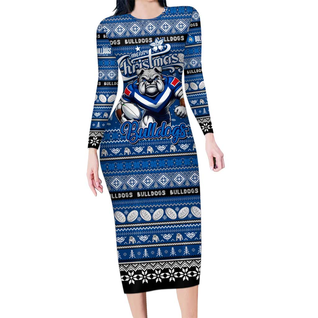Personalized Bulldogs Rugby Xmas Long Sleeve Bodycon Dress Australia NRL Mascot