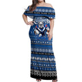 Personalized Bulldogs Rugby Xmas Off Shoulder Maxi Dress Australia NRL Mascot