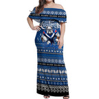 Personalized Bulldogs Rugby Xmas Off Shoulder Maxi Dress Australia NRL Mascot