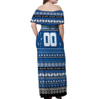Personalized Bulldogs Rugby Xmas Off Shoulder Maxi Dress Australia NRL Mascot