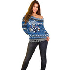 Personalized Bulldogs Rugby Xmas Off Shoulder Sweater Australia NRL Mascot