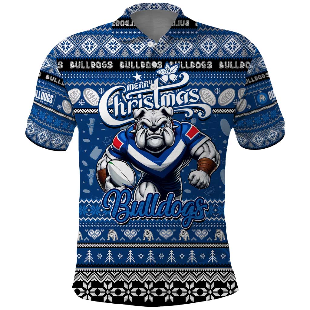 Personalized Bulldogs Rugby Xmas Polo Shirt Australia NRL Mascot