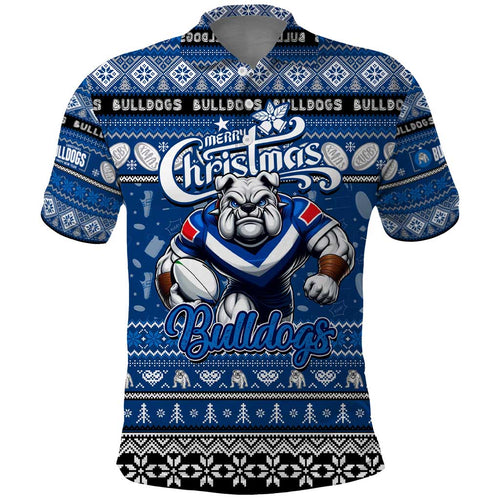 Personalized Bulldogs Rugby Xmas Polo Shirt Australia NRL Mascot
