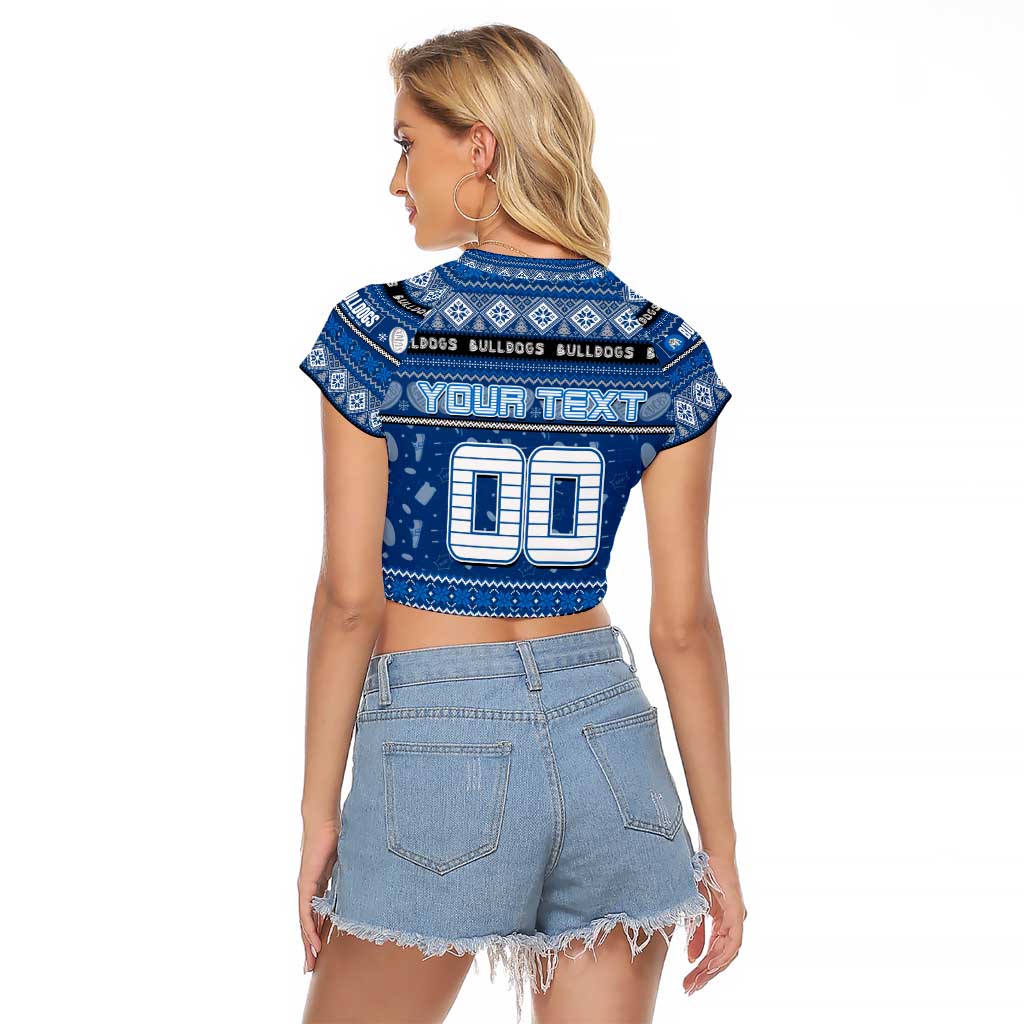 Personalized Bulldogs Rugby Xmas Raglan Cropped T Shirt Australia NRL Mascot