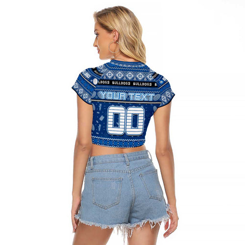 Personalized Bulldogs Rugby Xmas Raglan Cropped T Shirt Australia NRL Mascot