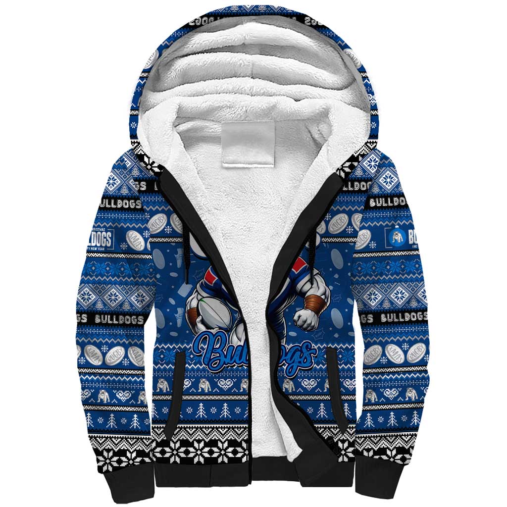 Personalized Bulldogs Rugby Xmas Sherpa Hoodie Australia NRL Mascot