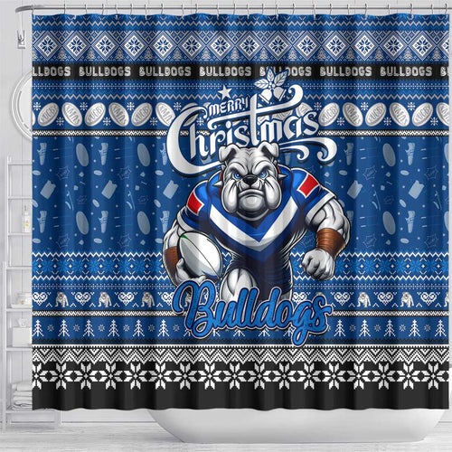 Bulldogs Rugby Xmas Shower Curtain Australia NRL Mascot