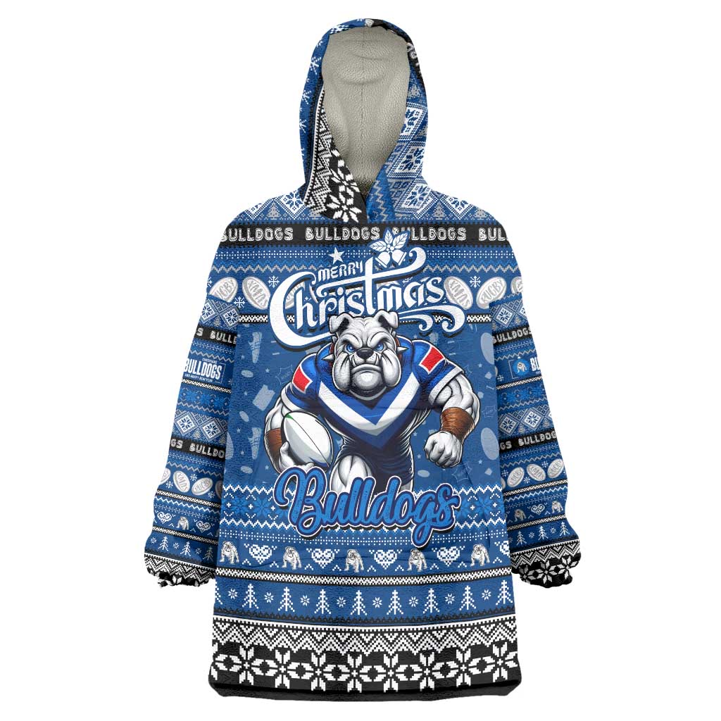Personalized Bulldogs Rugby Xmas Wearable Blanket Hoodie Australia NRL Mascot