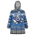 Personalized Bulldogs Rugby Xmas Wearable Blanket Hoodie Australia NRL Mascot