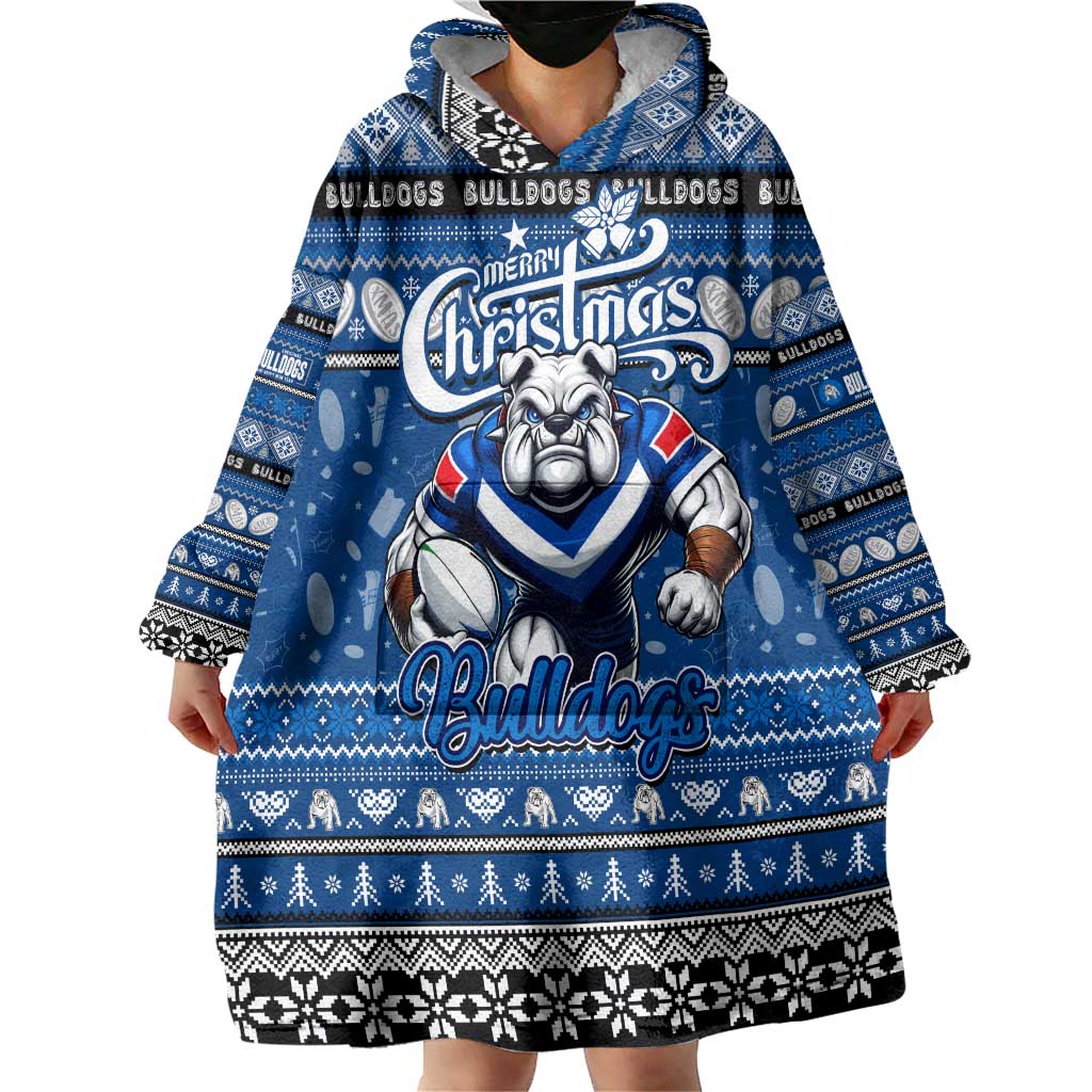Personalized Bulldogs Rugby Xmas Wearable Blanket Hoodie Australia NRL Mascot