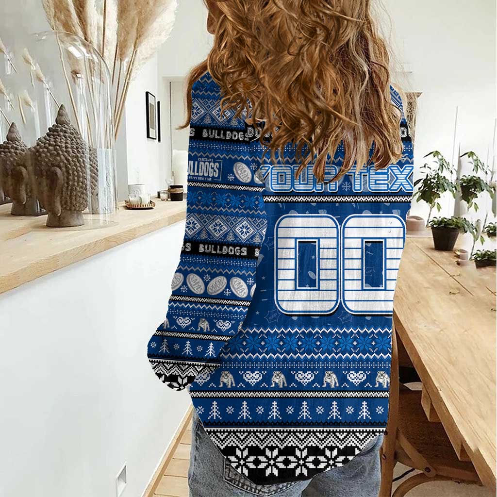 Personalized Bulldogs Rugby Xmas Women Casual Shirt Australia NRL Mascot