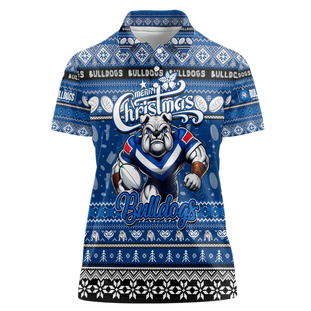 Personalized Bulldogs Rugby Xmas Women Polo Shirt Australia NRL Mascot