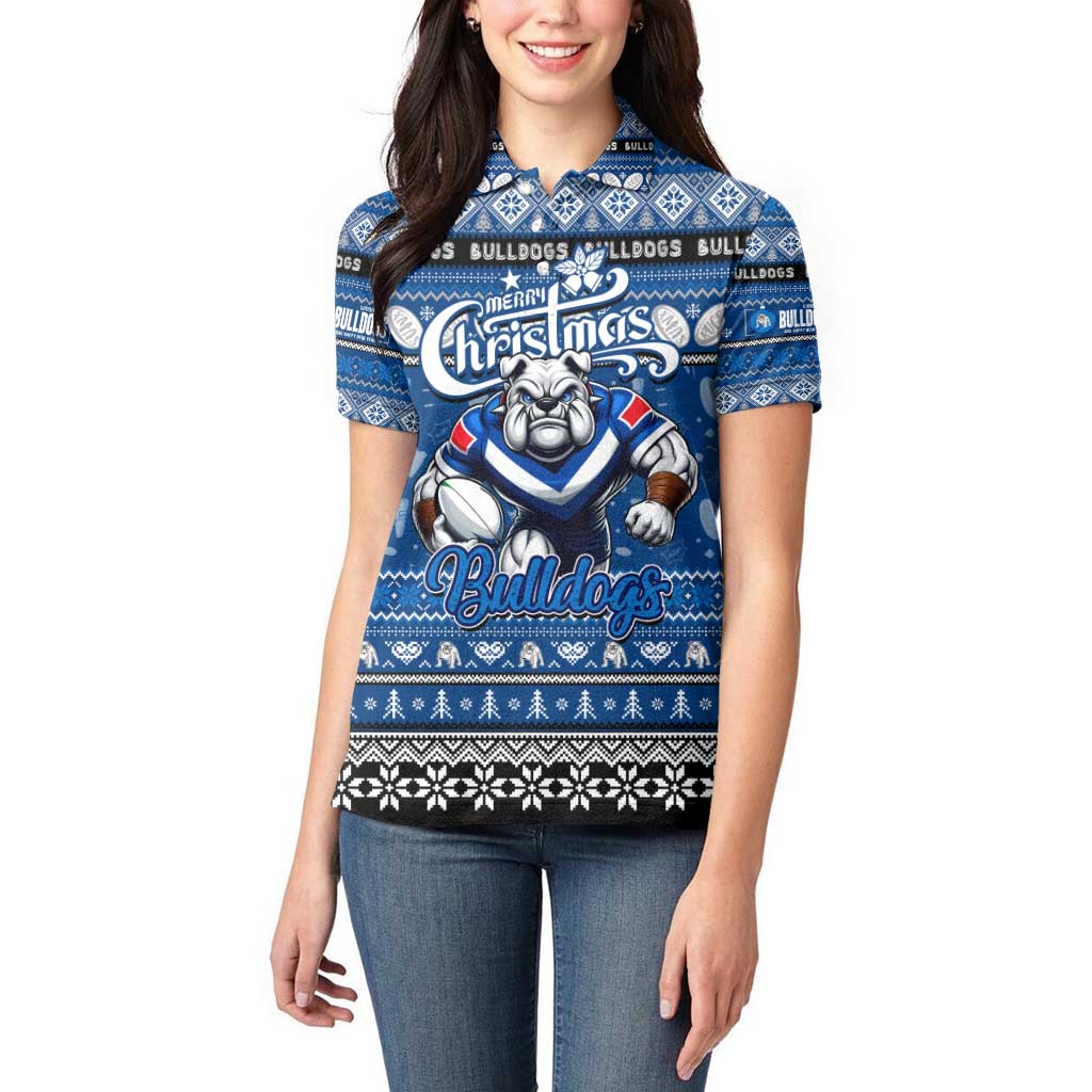 Personalized Bulldogs Rugby Xmas Women Polo Shirt Australia NRL Mascot