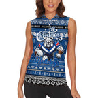 Personalized Bulldogs Rugby Xmas Women Sleeveless Polo Shirt Australia NRL Mascot