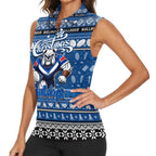 Personalized Bulldogs Rugby Xmas Women Sleeveless Polo Shirt Australia NRL Mascot