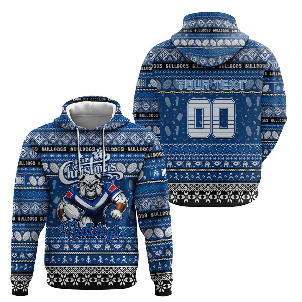 Personalized Bulldogs Rugby Xmas Zip Hoodie Australia NRL Mascot
